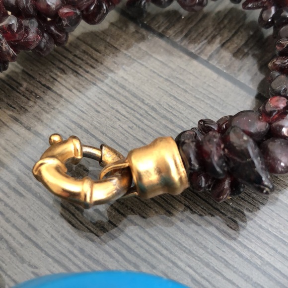 Vintage Rough Cut Garnet, Turquoise and Howelite Necklace - Picture 3 of 14